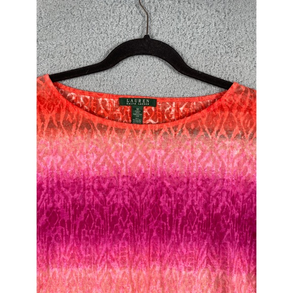 Lauren Ralph Lauren Womens Pink & Orange Top With Tie At Bottom Size M - Picture 4 of 8
